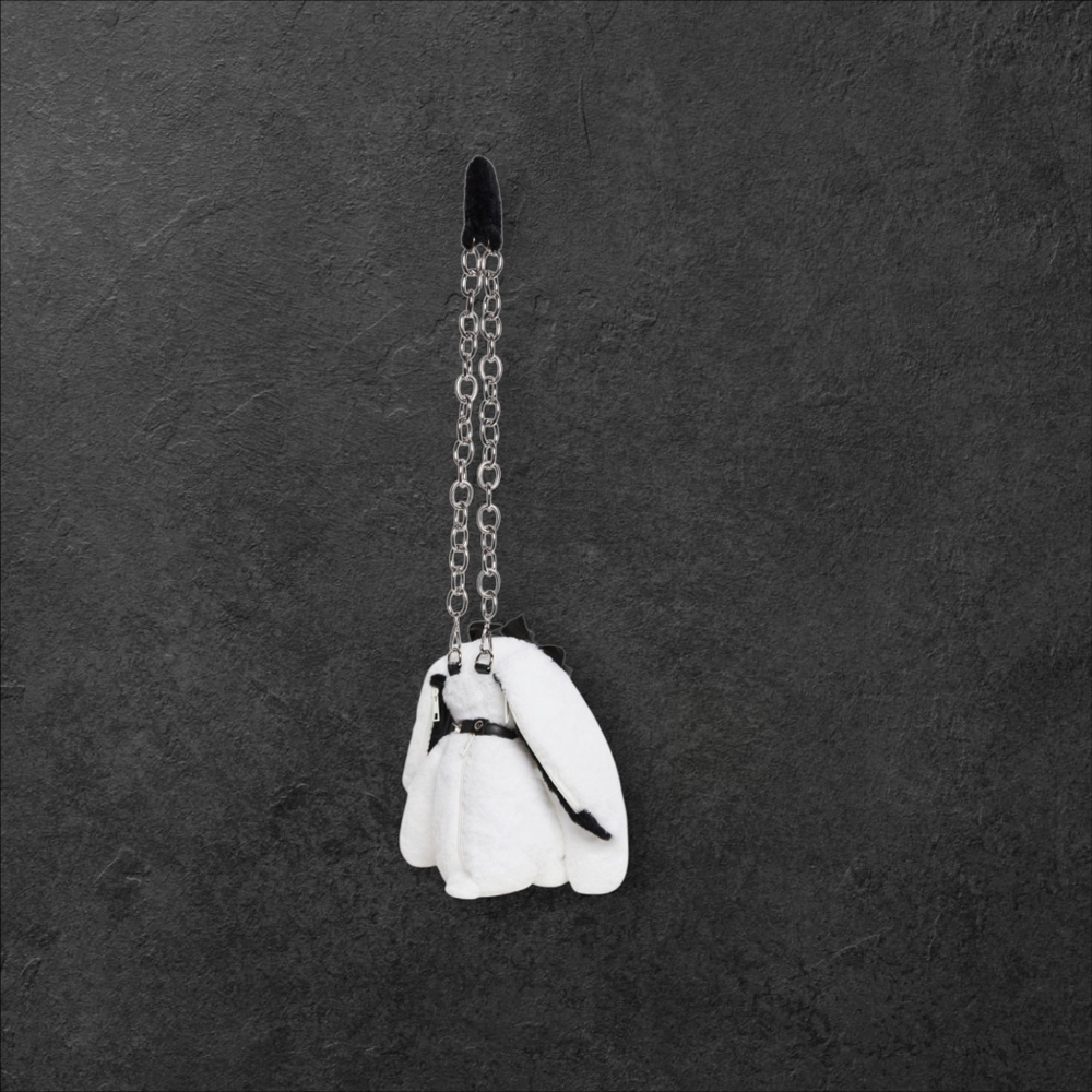 Dolls Kill Black and White Bunny Plush Crossbody Bag - Picture 3 of 4